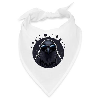 Schwarzer Rabe mit Brille - Bandana - Weiß - Vorne