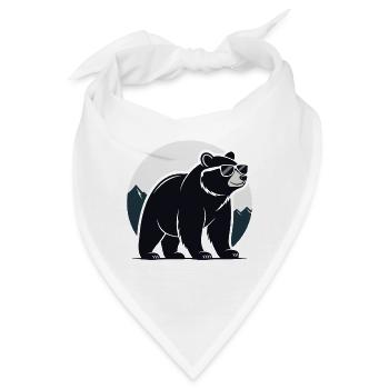 Berg-Schwarzbär-Brille - Bandana - Weiß - Vorne