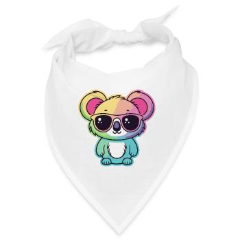 Regenbogen-Neon-Koala mit Brille - Bandana - Weiß - Vorne