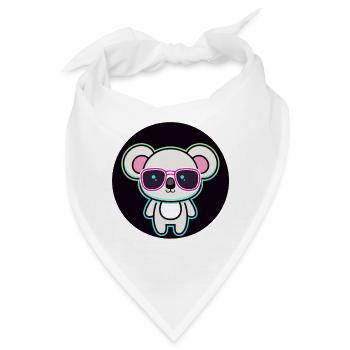 Koala Kawaii Neon und rosa Brille - Bandana - Weiß - Vorne