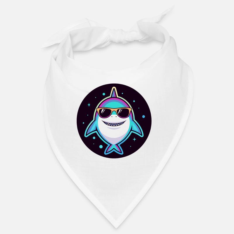 Neon-Regenbogenhai mit Sonnenbrille Bandana