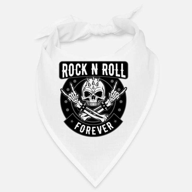 Écusson du Crâne du Rock N Roll - Bandana - blanc