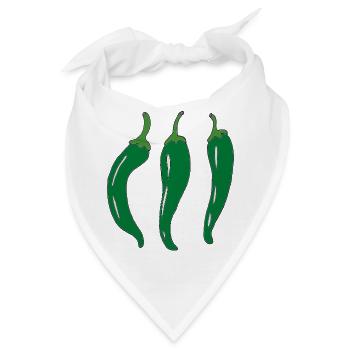 Drei Grüne Chilischoten - Bandana - Weiß - Vorne