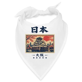 Japan Osaka Vintage Reisemarke - Bandana - Weiß - Vorne