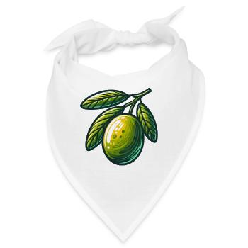 Goldene Olive auf Ast – Fruchtmotiv - Bandana - Weiß - Vorne