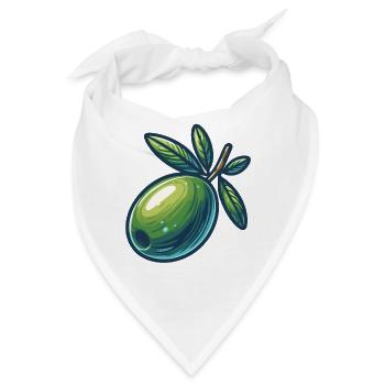 Stilisierter Olivensmaragd - Bandana - Weiß - Vorne