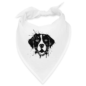 Dog Style Ink Splash Canine Portrait Schwarz - Bandana - Weiß - Vorne