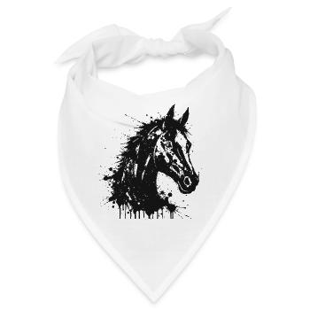 Pferde-Stil Ink Splash Reitkunst Schwarz - Bandana - Weiß - Vorne