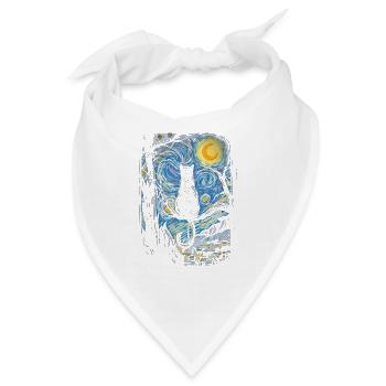 Sternenkatzennacht – Vincent van Meow-Parodie - Bandana - Weiß - Vorne