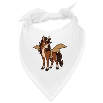 Grumpy Unicorn trägt Papp-Pegasus-Flügel - Bandana - Weiß - Vorne