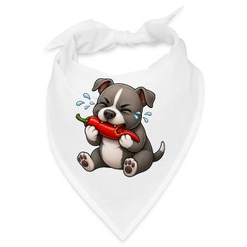 Pitbull Chili Scharf Lustiger Cartoon - Bandana - Weiß - Vorne