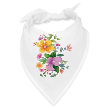 Blüten Aquarell Bouquet - Bandana - Weiß - Vorne