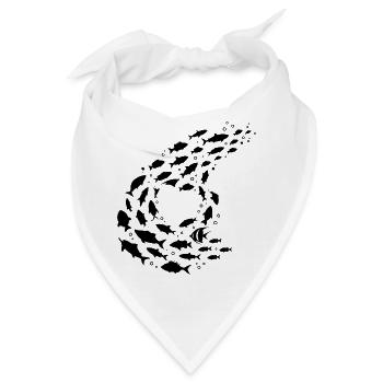 Fischschwarm Unterwasser Silhouette - Bandana - Weiß - Vorne