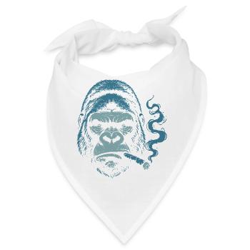 Gorilla mit Zigarrenporträt - Bandana - Weiß - Vorne