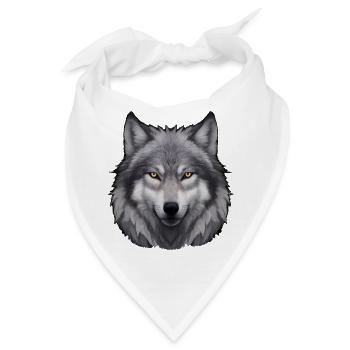 Wolf Kopfporträt - Bandana - Weiß - Vorne