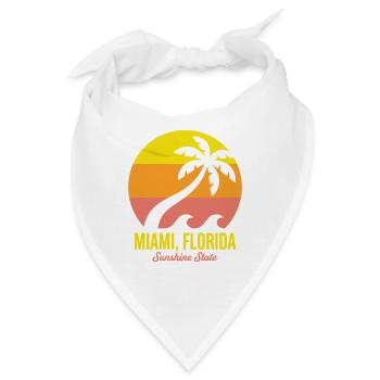 Miami-Florida-Palmen-Sonnenuntergang - Bandana - Weiß - Vorne