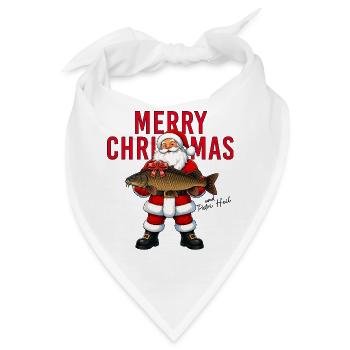 Merry Christmas Petri Heil Weihnachtsmann Karpfen - Bandana - Weiß - Vorne