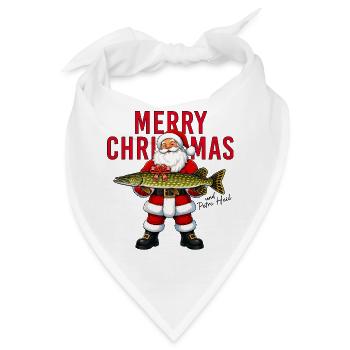 Merry Christmas Petri Heil Weihnachtsmann Hecht - Bandana - Weiß - Vorne