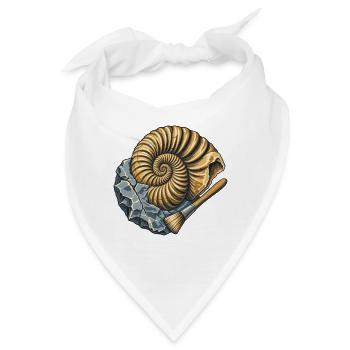 Ammonitfossil und Gebüsch - Bandana - Weiß - Vorne
