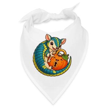 Kuscheliger Armadillo mit Kürbis-Schloss - Bandana - Weiß - Vorne