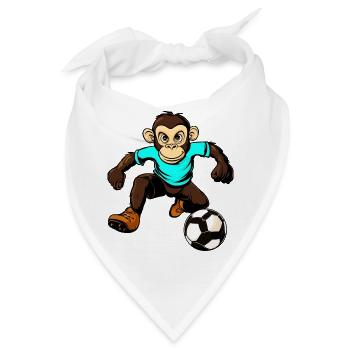 Fussballer Affe - Bandana - Weiß - Vorne