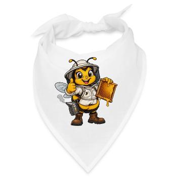 Hummel als Imker – Lustiges Bienenmotiv - Bandana - Weiß - Vorne