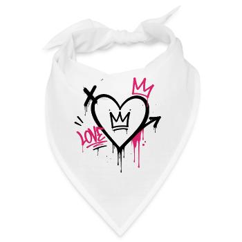 Graffiti-Herz mit rosa Krone - Bandana - Weiß - Vorne