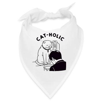 Katzenholische lustige Priesterkatze - Bandana - Weiß - Vorne