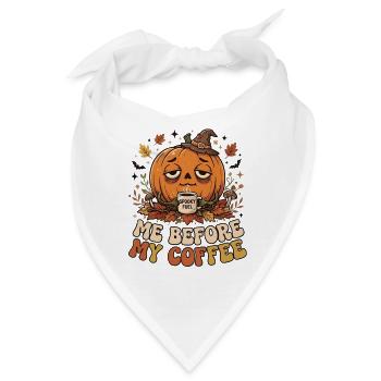 Halloween Kürbis mit Kaffee - Bandana - Weiß - Vorne