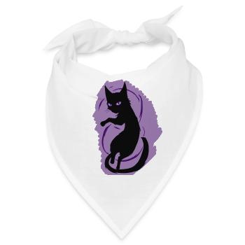 Mitternachtskatzen-Silhouette - Bandana - Weiß - Vorne