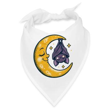 Die Mondsichel mit der schlafenden Fledermaus - Bandana - Weiß - Vorne