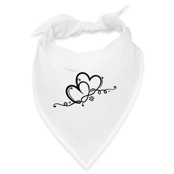 Zwei Herzen mit Blume und infinity - Bandana - Weiß - Vorne