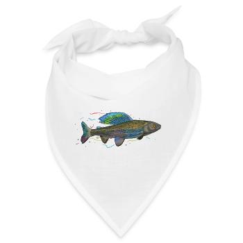 Chromatischer irisierender Fisch – Äsche - Bandana - Weiß - Vorne
