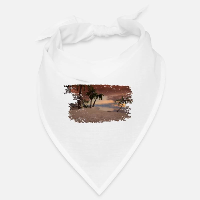 Digital drawing beach with palm trees Bandana