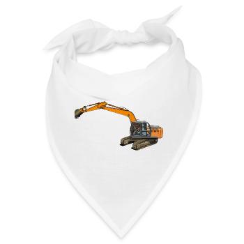 Löffelbagger greift ein - Bandana - Weiß - Vorne