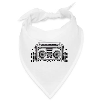 Kassetten Recorder im 80er Stencil Look - Bandana - Weiß - Vorne