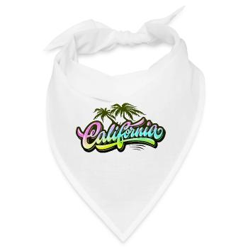 CALIFORNIA Street Art 🧢 – 3D Graffiti mit Palmen - Bandana - Weiß - Vorne