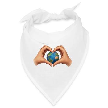 Herz von der Erde in den Händen - Bandana - Weiß - Vorne