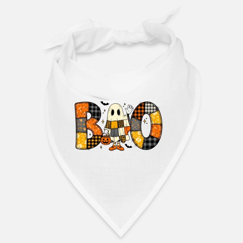 Ghost Halloween Patchwork Boo Bandana