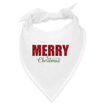Merry Christmas Plaid Script - Bandana - Weiß - Vorne
