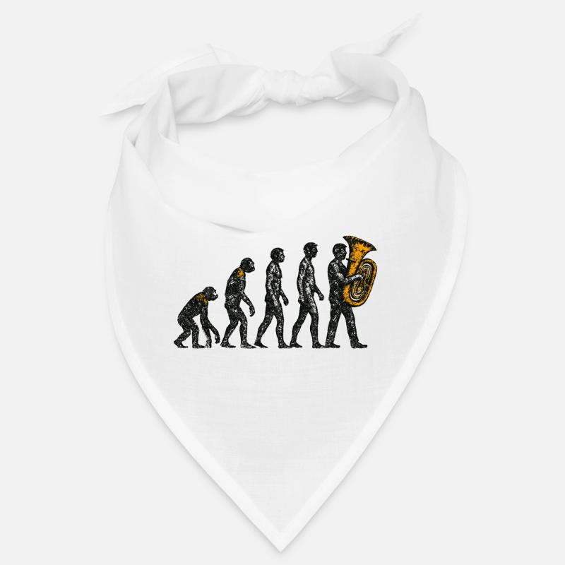 Evolution to Tuba Player Grunge Design - Bandana - white