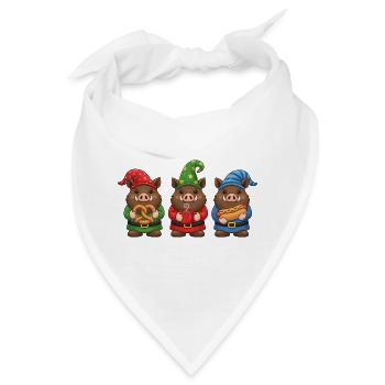 Wildschwein Weihnachten Jäger Keiler - Bandana - Weiß - Vorne