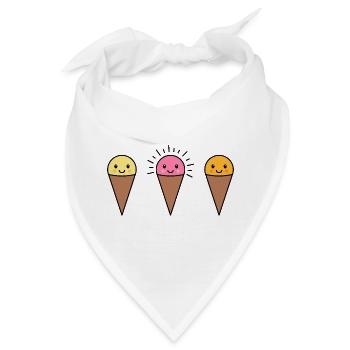 Kawaii Eis in der Waffel - Bandana - Weiß - Vorne