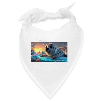 Süßes Robbenbaby auf Eisscholle - Bandana - Weiß - Vorne