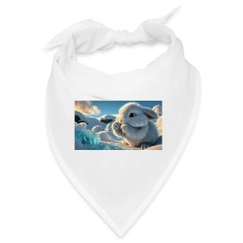 Niedlicher Schneehase mit Eiskristallen - Bandana - Weiß - Vorne