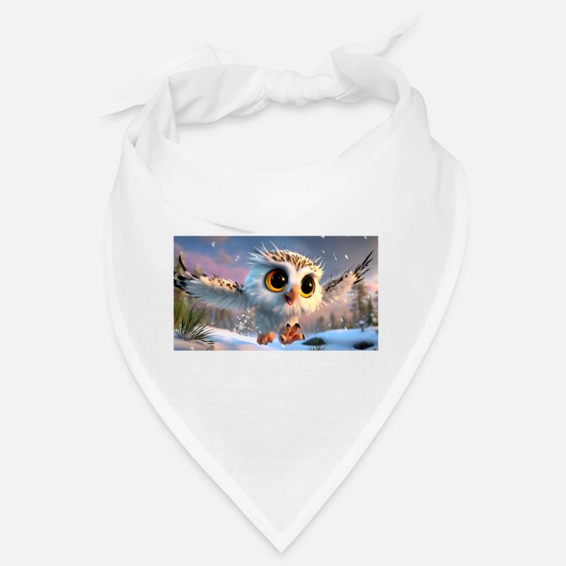Flauschige Schnee-Eule mit Kulleraugen im Flug Bandana