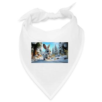 Flauschiger Schneehase im Winterwald - Bandana - Weiß - Vorne