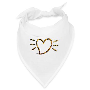 Leopard Herz Strahlen - Bandana - Weiß - Vorne