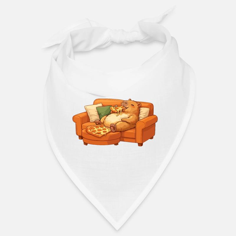 Capybara Sofa Pizza Relaxed Relax Motif Bandana