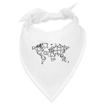  Weltkarte Puzzle Erde Global - Bandana - Weiß - Vorne